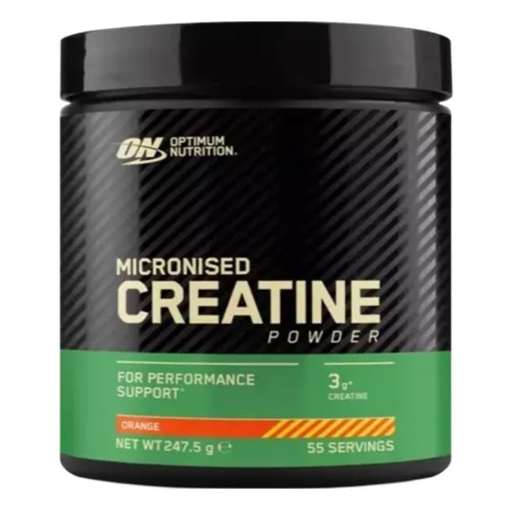 Creatina micronizata monohidrata Optimum Nutrition, ON Creatine Powder, aroma portocale, 247.5g