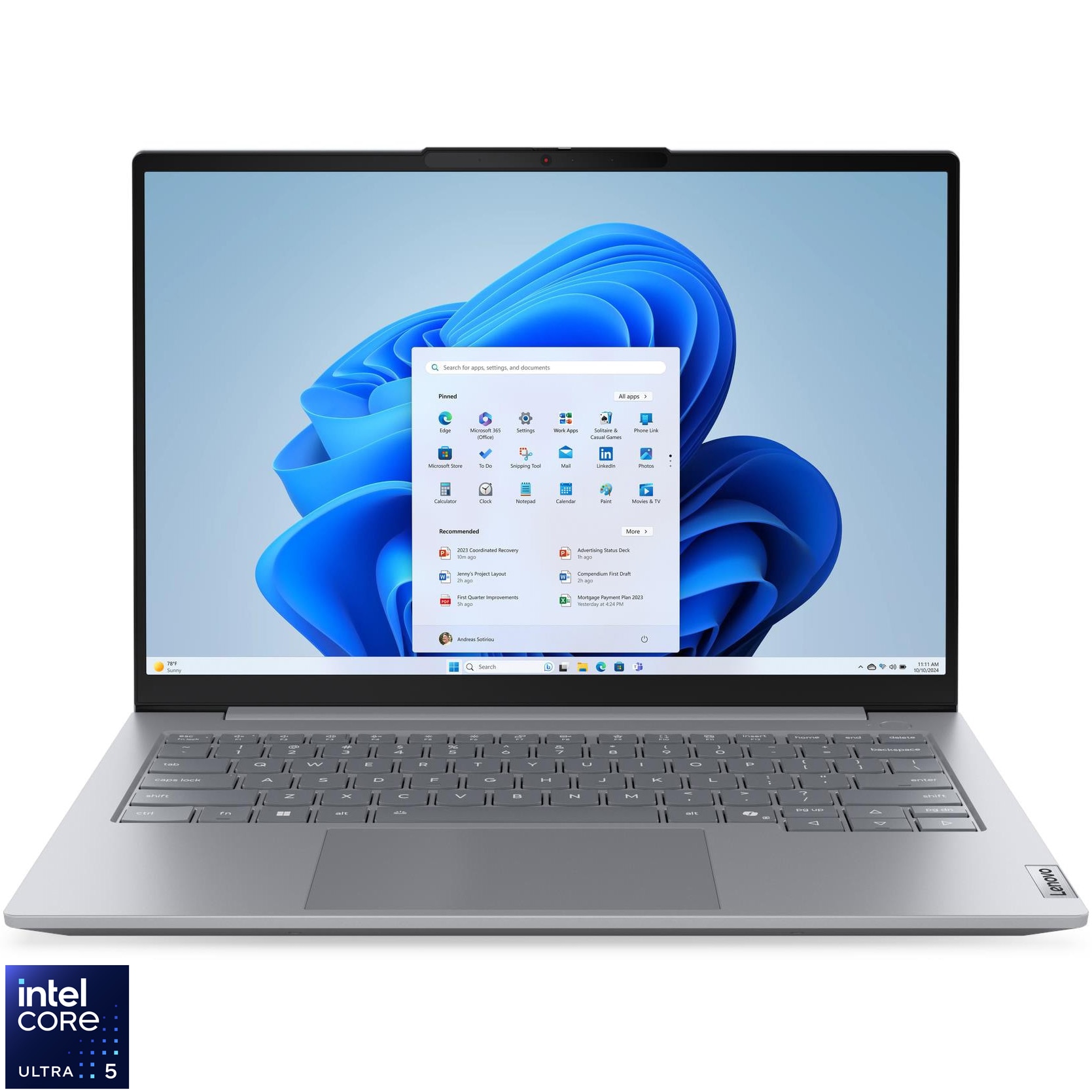 Laptop Lenovo ThinkBook 14 G8 IRL cu procesor Intel® Core 5 210H pana la 4.8GHz, 14" WUXGA, IPS, 16GB DDR5 RAM, 512GB SSD, Intel® Graphics, Windows® 11 Pro, Arctic Grey, 3y on-site