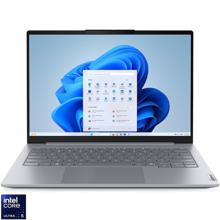 Лаптоп Lenovo ThinkBook 14 G8 IRL, Intel® Core 5 210H до 4.8GHz, 14" WUXGA, IPS, 16GB DDR5 RAM, 512GB SSD, Intel® Graphics, Windows® 11 Pro, Arctic Grey