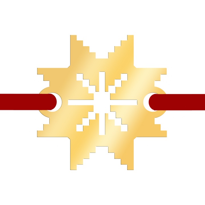 Martisor Bratara Inox Placat Aur 18K Floare Motive Traditionale