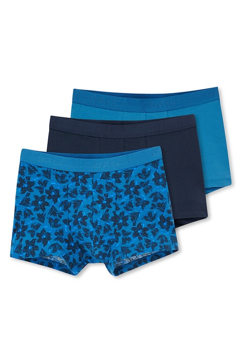 DAGI, Set de boxeri uni si cu model - 3 perechi, Albastru ultramarin/Albastru royal