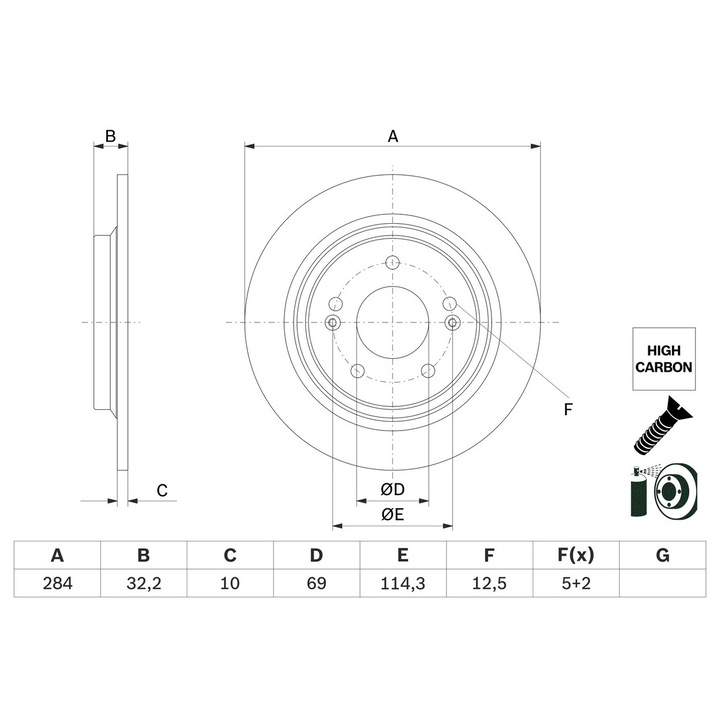 Féktárcsa 0986479G77 Hyundai Kona