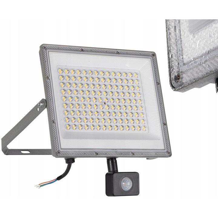 Proiector LED Kanlux ACETE 100W CCT cu senzor de miscare PIR, gri, 275x304x51mm, set