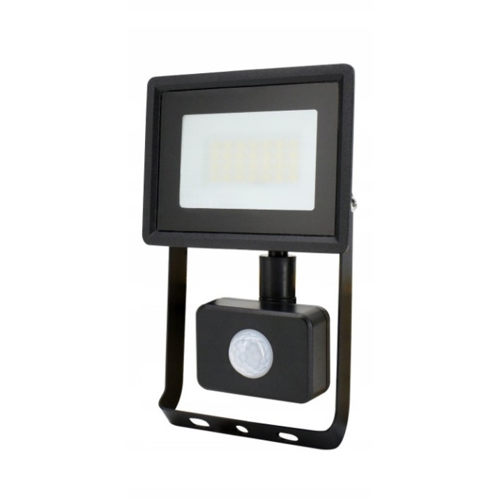 Reflector LED Bemko Kastel 20W, 1660lm, 6500K, Negru, IP65, cu senzor PIR