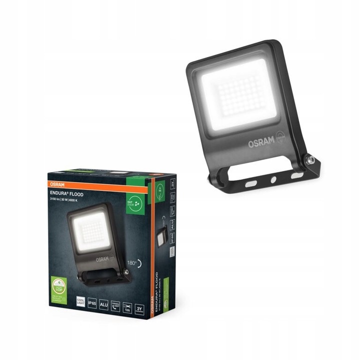 Reflector LED Osram Endura PCR exterior 30W 3000lm 4000K IP65, aluminiu reciclat