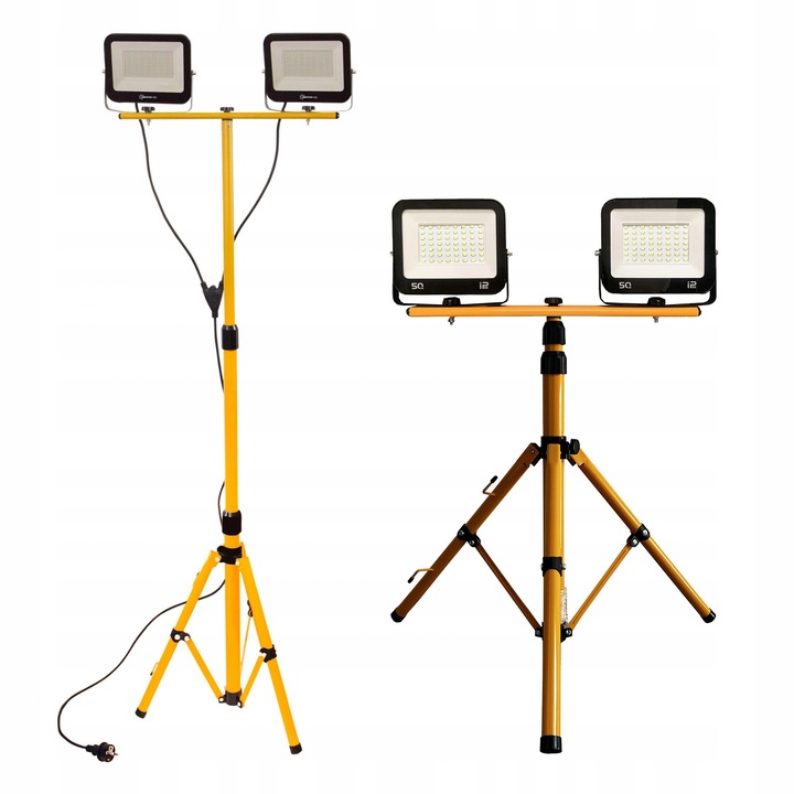 Set reflector LED Spectrum 2x50W, 8400lm, 4000K, stativ reglabil 1.5m, cablu 2m