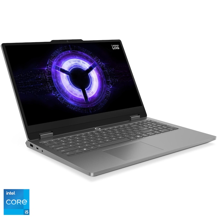 Laptop Gaming Lenovo LOQ Essential 15IRX11 cu procesor Intel® Core i5-13450HX pana la 4.6GHz, 15.6" FHD, IPS, 144Hz, 16GB DDR5, 512GB SSD, NVIDIA® GeForce RTX™ 5050 8GB GDDR7, NO OS, Luna Grey