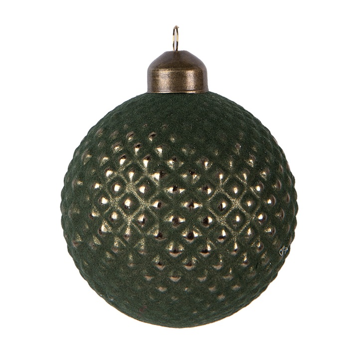 Комплект 6 коледни топки за елха, стъклени, зелени, Ø 8x9 см