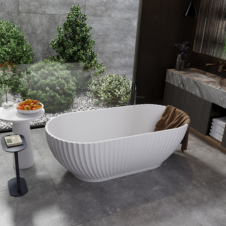 Cada de baie freestanding EGO Interiors, Bali, compozit mineral, alb lucios, 170x80cm