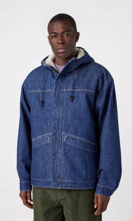 Geaca barbati, Wrangler, Casey Jones, cu gluga, bumbac, Albastru