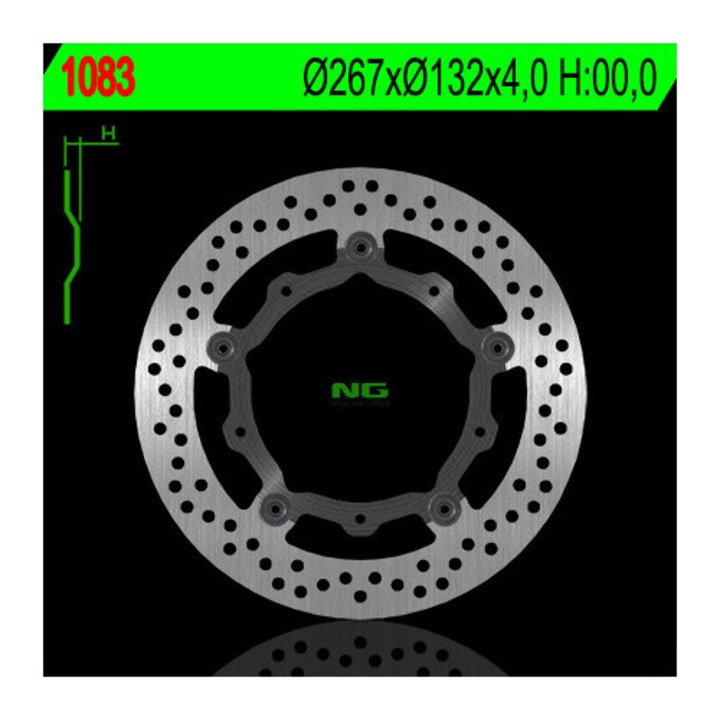 Оригинален спирачен диск NG за Yamaha X-MAX 125/250/400/500, Majesty 400 '04-'13, T-MAX 500/530, 267x132x4mm, 5x8,5mm