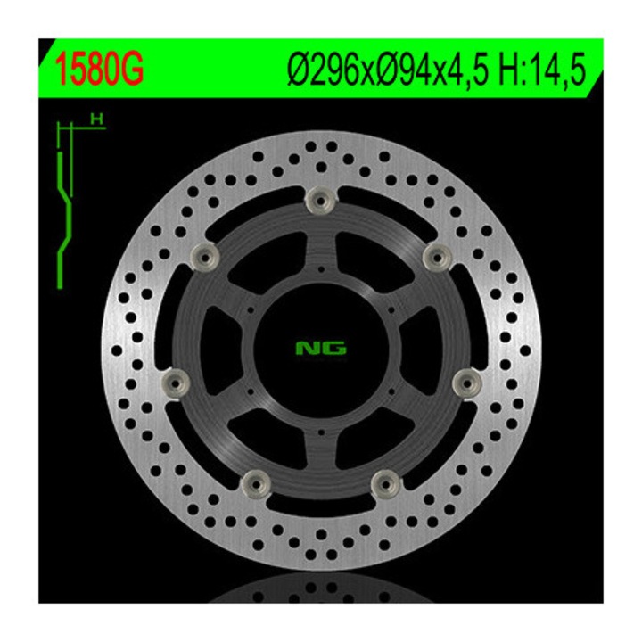 Disc frana original NG pentru Honda CB 600F/S Hornet ABS 07-13, CBR 600F ABS 11-13, 296x94x4,5mm, 6x6,5mm