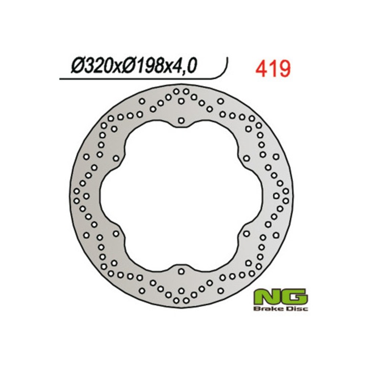 Преден спирачен диск NG за Yamaha XJ 900 Diversion 95-03, 320x198x4mm, 6x8,25mm