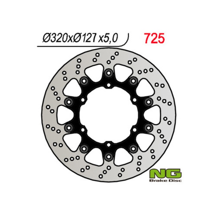 Спирачен диск NG 320x127x5mm за HUSABERG FS 650 '05-'08, FS 450 '15-'17, SUPERMOTO 701 '15-'17, KTM DUKE 620 / 640 '94-'02, LC4 640 ADV '01-'02, LC4 660 SMC '05-'08, SM 690 '07-'08, SMC 625 / 690 '04-'14