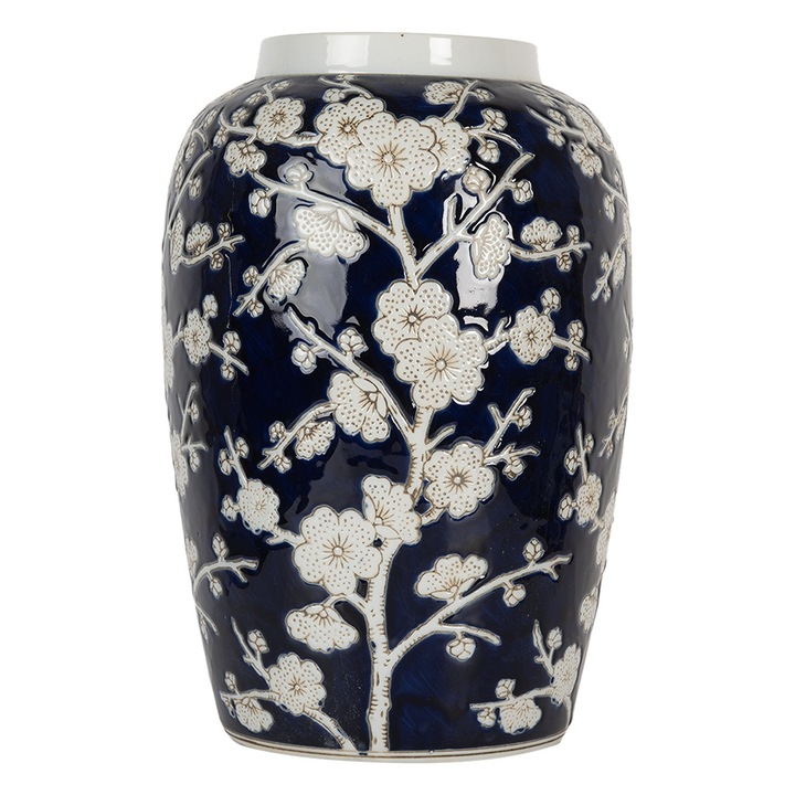 Vaza flori ceramica alba albastra Ø 20x30 cm