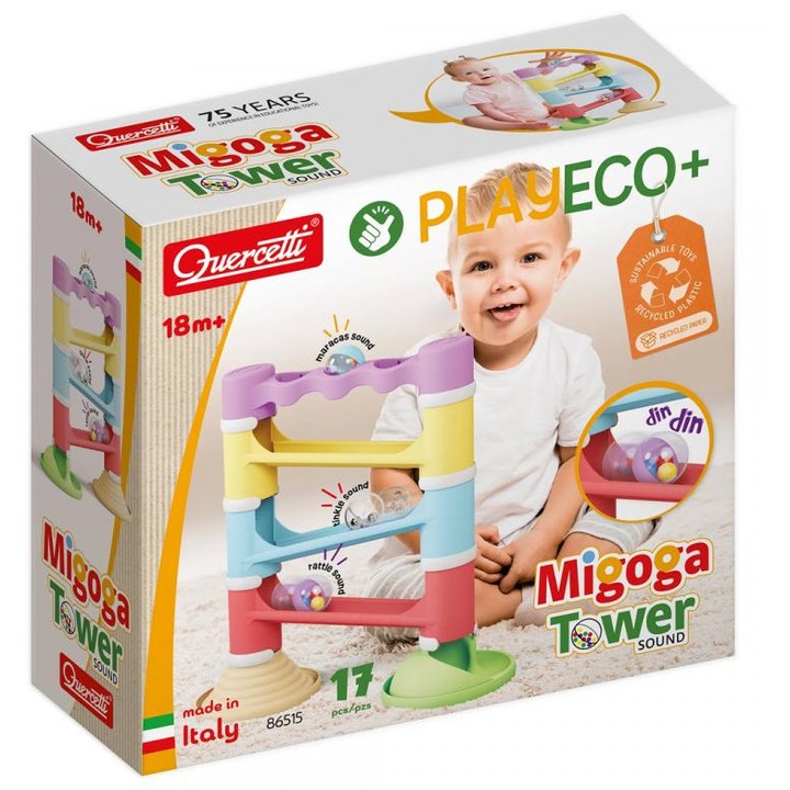 Quercetti: Migoga Tower Eco 17 db-os golyópálya játékszett