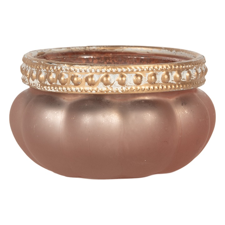 Свещник Розов златист стъклен Ø 6x4 см