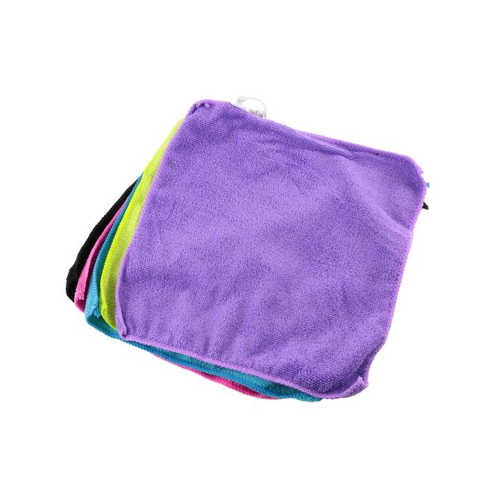 Set 5 lavete din microfibra, Absorbante, Reutilizabile, 30 x 28.5 cm, Multicolore