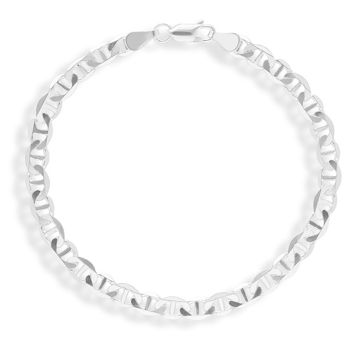 Férfi karkötő, Tessoria, ezüst, 21 cm, 5.5 mm széles, 1.2 mm vastag