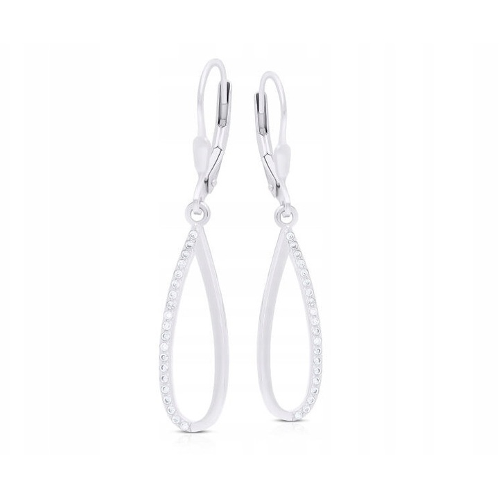 Дамски обеци, Tessoria, сребро, със цирконий, елегантен дизайн, 8x25мм