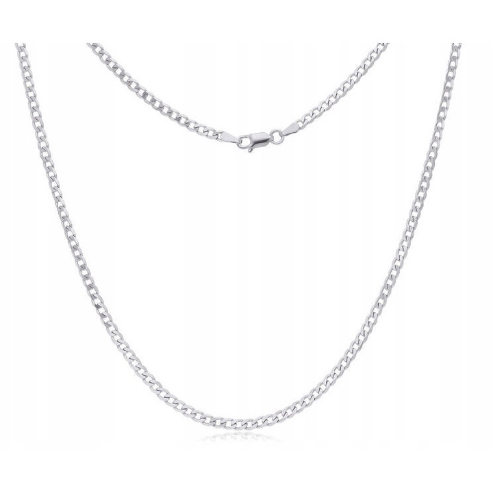 Férfi nyaklánc, Tessoria, ezüst, 50 cm, 0.9 mm vastagság, 3 mm szélesség, ezüst