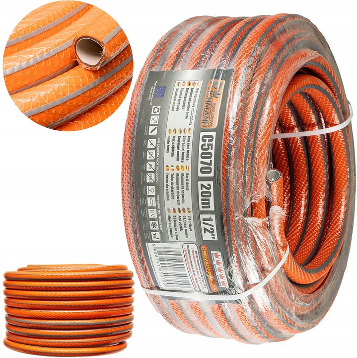 RICHMANN kerti tömlő 20m 1/2", 4 rétegű, UV-álló, algásodásnak ellenálló