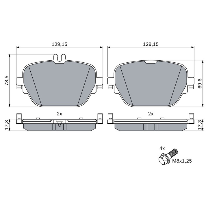 Fékbetét készlet, tárcsafék Mercedes-Benz E-osztály Coupé (C238) Benzin Bosch 0986424858