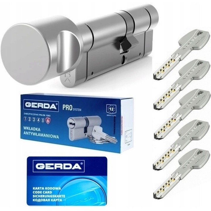 Yala antiefractie Gerda PRO SYSTEM X, 50x100mm, nichel satin, 5 chei