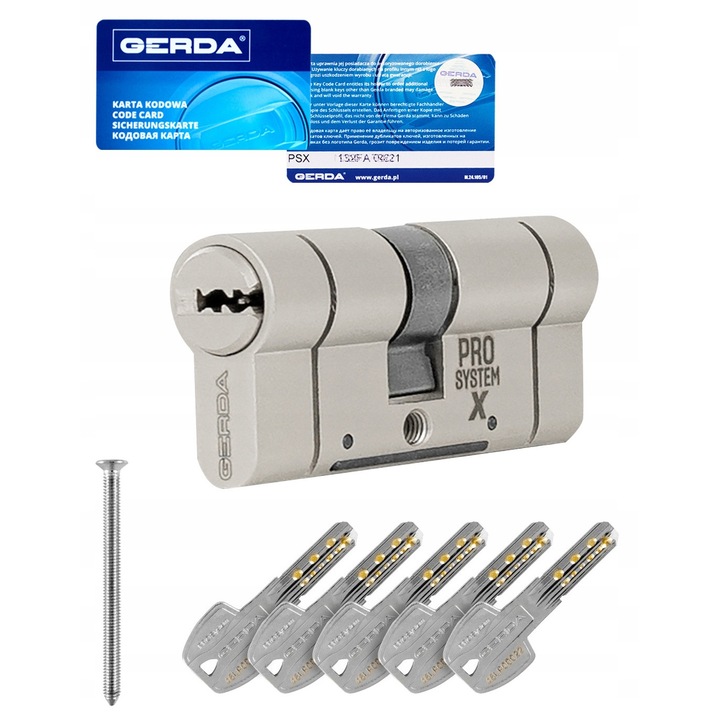 Gerda Prosystem X 40/50 ajtóhenger, 5 kulcs, szatén nikkel, komplett készlet