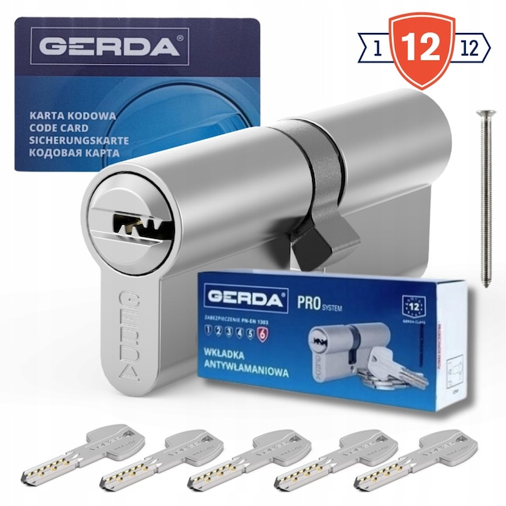 Yala antiefractie Gerda Pro System X, 30x30mm, argintiu, 5 chei