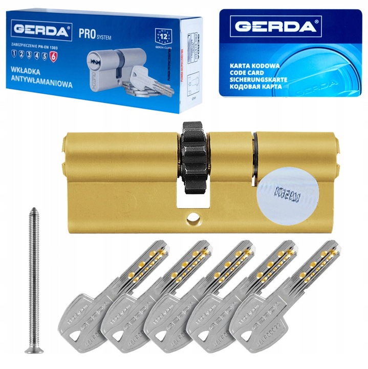 Yală Gerda 50/50, antiefractie C, 5 chei, alama, 50x100mm