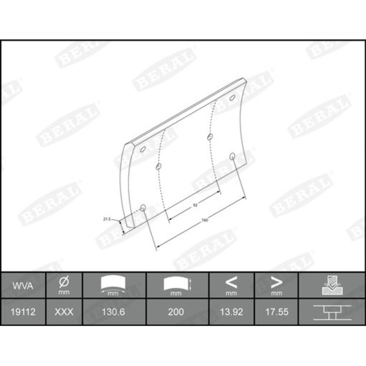 Set Garnituri De Frictiune, Frana Tambur Mercedes-Benz Atego 2 Diesel Beral Kbl19505.0-1561