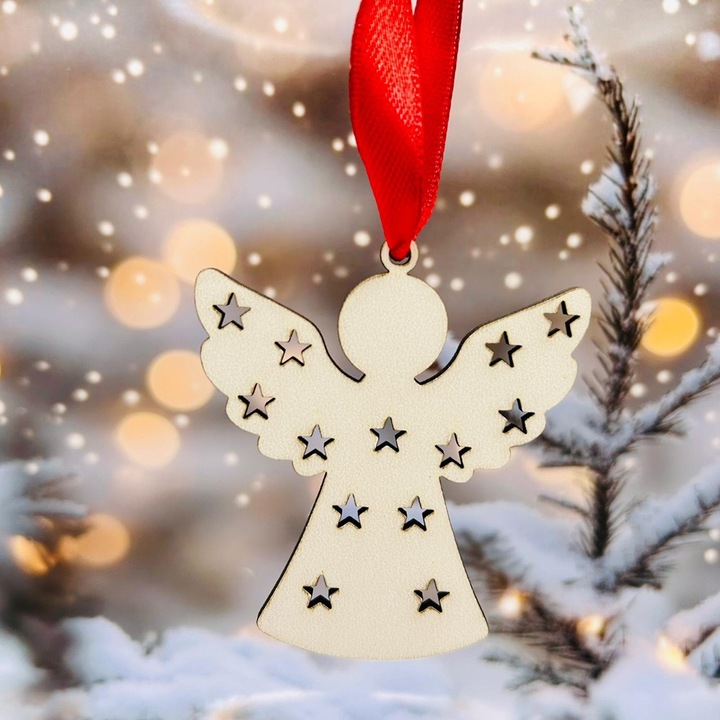 Globulete ingeras, set 6 bucati, lemn natural, 6.5x6 cm