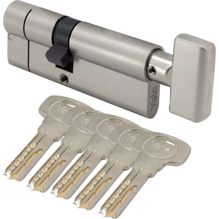 Yala Yale Y2100, 45x45mm, satinat, clasa 6.D, include 5 chei