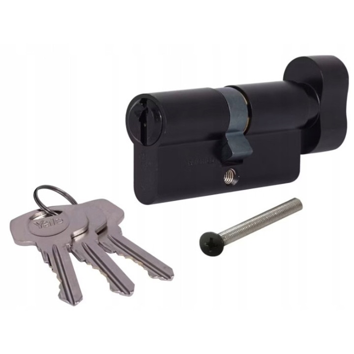 Cilindru YALE, negru, 40x50mm, 3 chei, alama