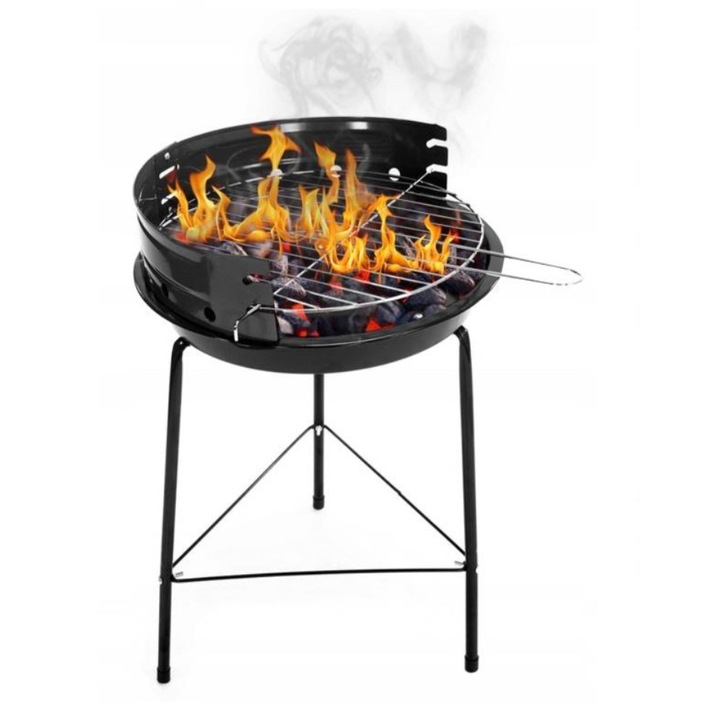 Gratar portabil, Top Gift, 33cm diametru, negru, usor de transportat