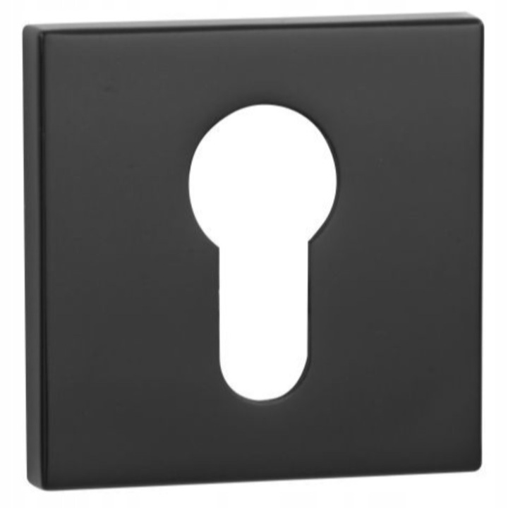 Rozeta neagră VDS 49-0082 pentru cilindru patent, design oval, grosime 6mm, metal