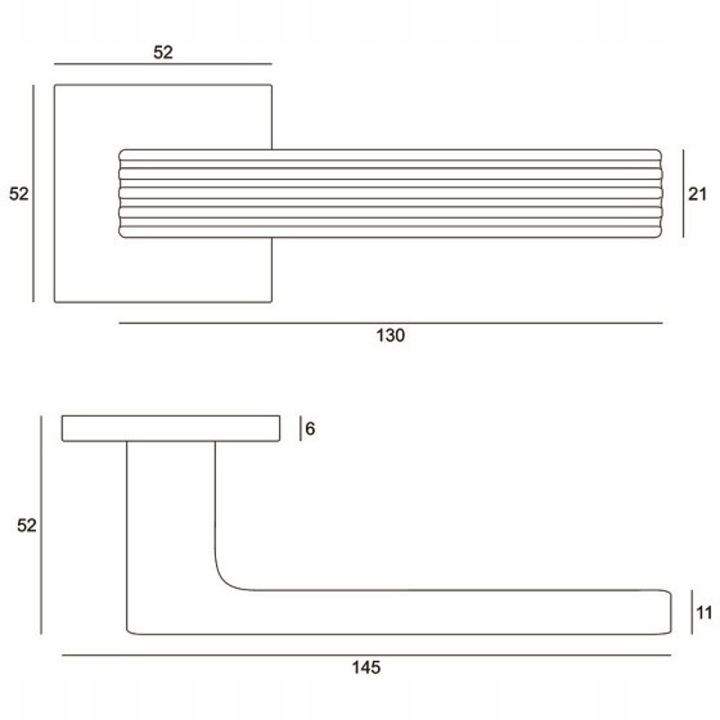 Manere interioare VDS Felice Fit set, bronz satinat, rozete patrate 52x52mm