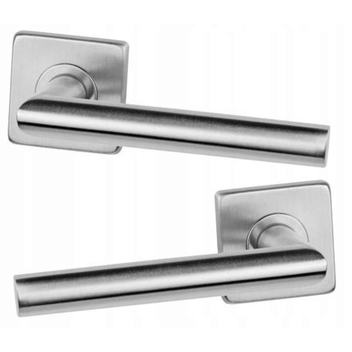 Manera usa interioara VDS NOVANTA Q, inox, rozeta patrata 54mm, set complet 2 rozete, design modern