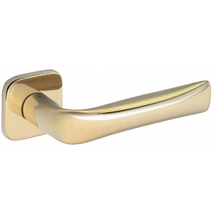 Clantă ușă set VDS FOLD FIT auriu PVD, rozete patrate rotunjite, 50x50mm