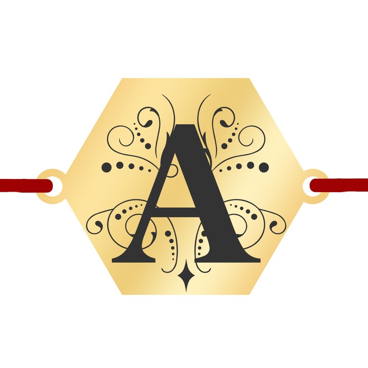 Martisor Bratara Inox Placat Aur 18K Hexagon Initiala A