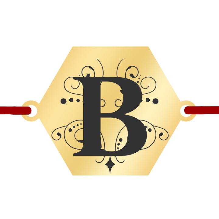 Martisor Bratara Inox Placat Aur 18K Hexagon Initiala B