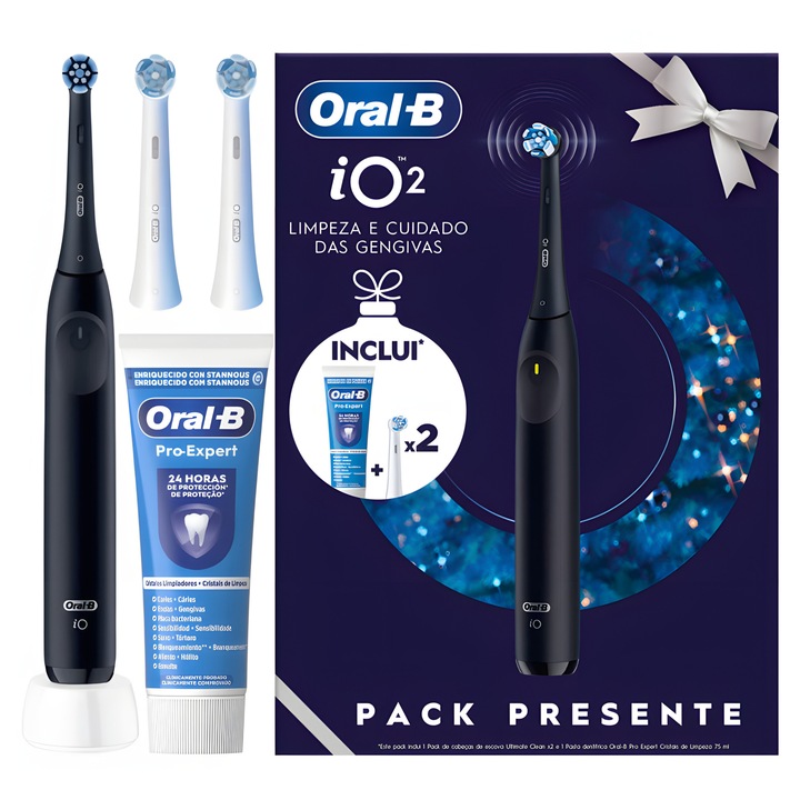 Електрическа четка за зъби Oral-B iO Series 2 Night Black Special Edition, 3 глави iO, паста за зъби Pro Expert, 3 режима на миене
