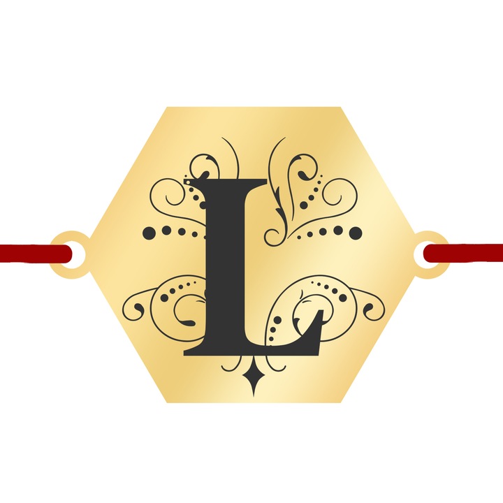 Martisor Bratara Inox Placat Aur 18K Hexagon Initiala L