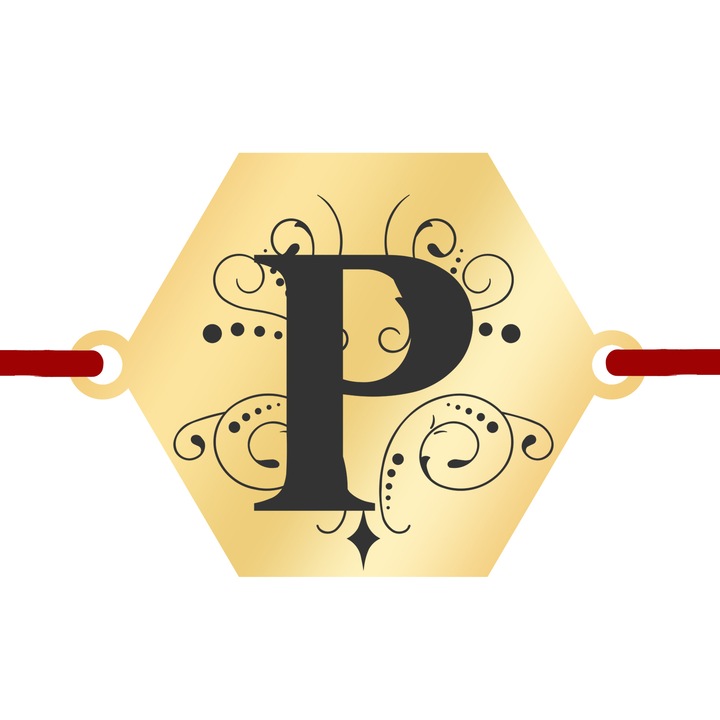 Martisor Bratara Inox Placat Aur 18K Hexagon Initiala P