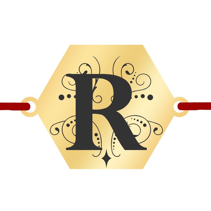 Martisor Bratara Inox Placat Aur 18K Hexagon Initiala R