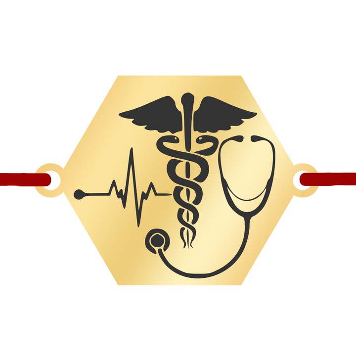 Martisor Bratara Inox Placat Aur 18K Hexagon Simboluri Medicale