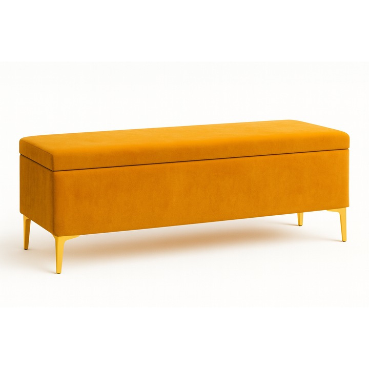 Komód GERMAN PUFA LUI 100 Amber, nyitható, bársony, arany lábak, 100 cm