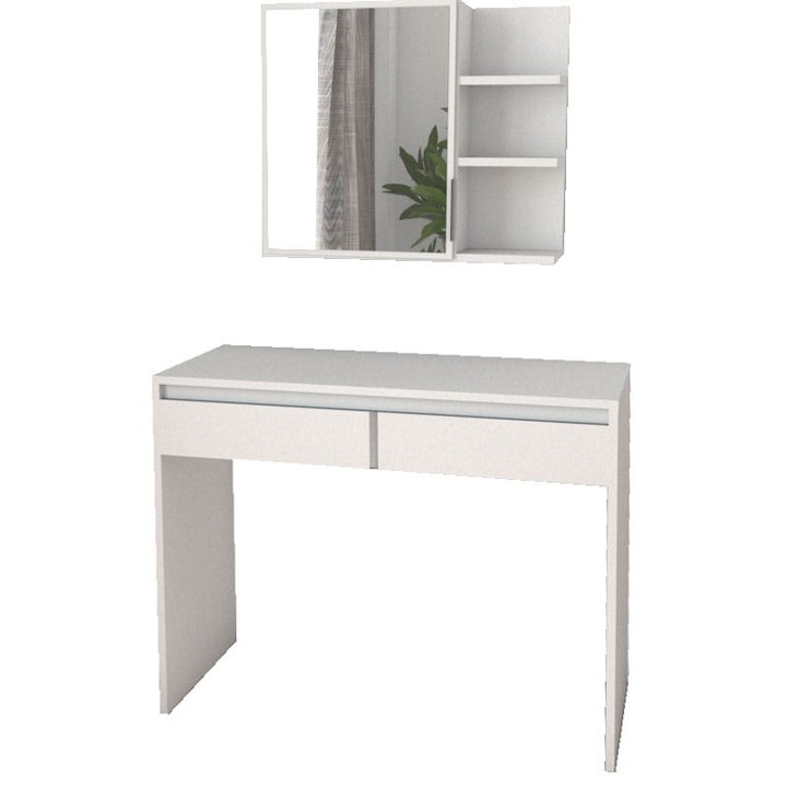 Joanna Cosmo sminkasztal, fehér, 2 fiókos, 90x50x80cm, 40x44cm-es tükörrel