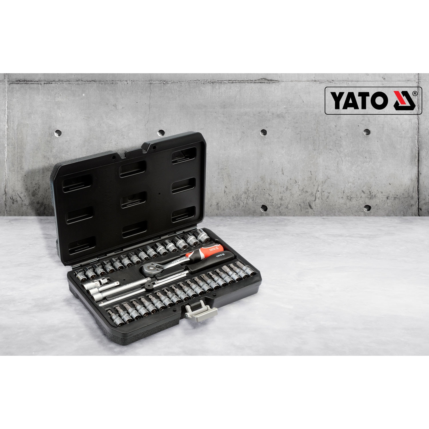 Set chei tubulare Yato 1/4'', 38 piese, otel crom-vanadiu, clichet